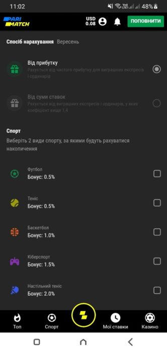 Кешбэк Паріматч